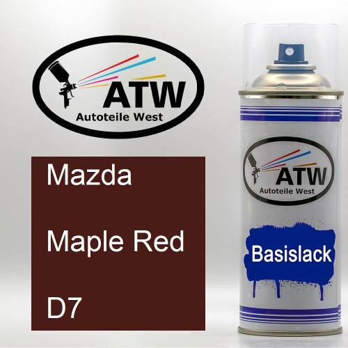 Mazda, Maple Red, D7: 400ml Sprühdose, von ATW Autoteile West.